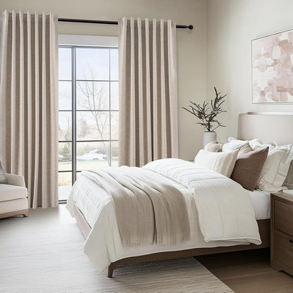 Neutral Linen Blend Blackout Curtains, 2 Panels