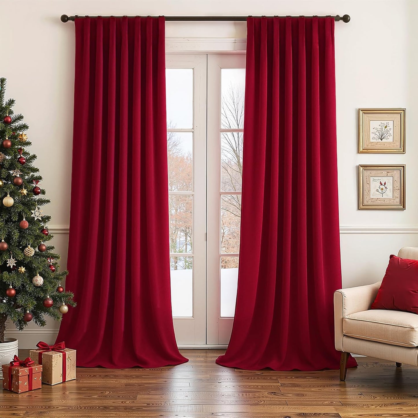 Luxury Velvet Pinch Pleat Room Darkening Drapes, 2 Panels