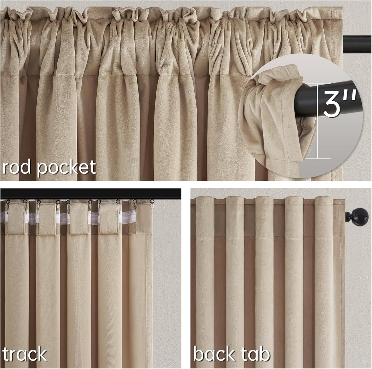 Luxury Velvet Pinch Pleat Room Darkening Drapes, 2 Panels