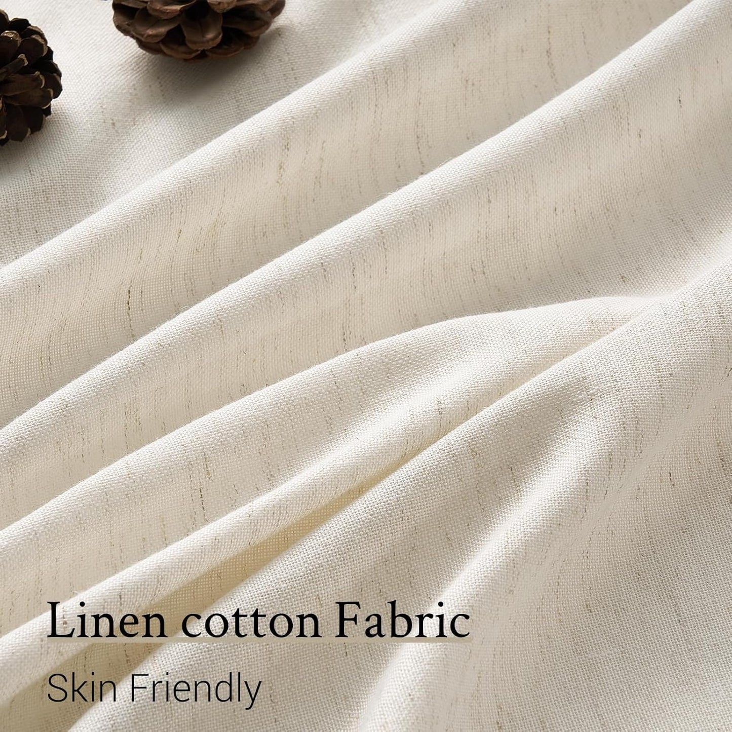 Wide Natural Linen Light Filtering Pinch Pleat Curtain, 1 Panel
