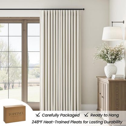 Natural Linen-Textured Blackout Curtains, 2 Panels