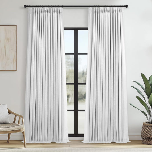 Natural Textured Linen Blend Blackout Curtains, 2 Panels