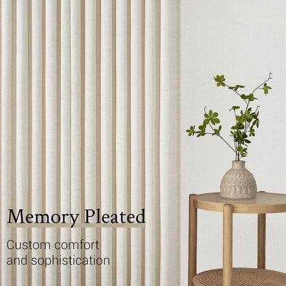 Extra Wide Natural Linen Light Filtering Pinch Pleat Curtain