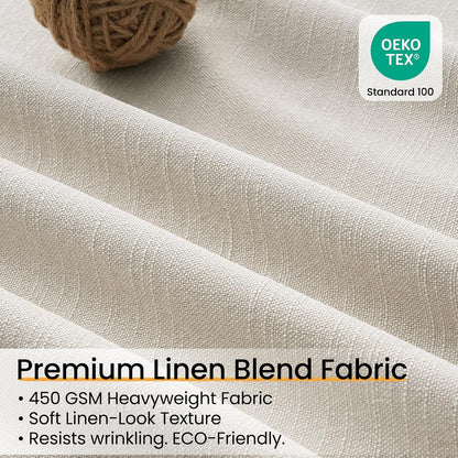 Natural Linen-Textured Blackout Curtains, 2 Panels