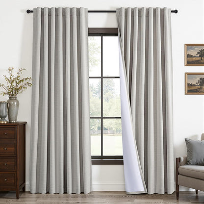 Natural Linen-Textured Blackout Curtains, 2 Panels
