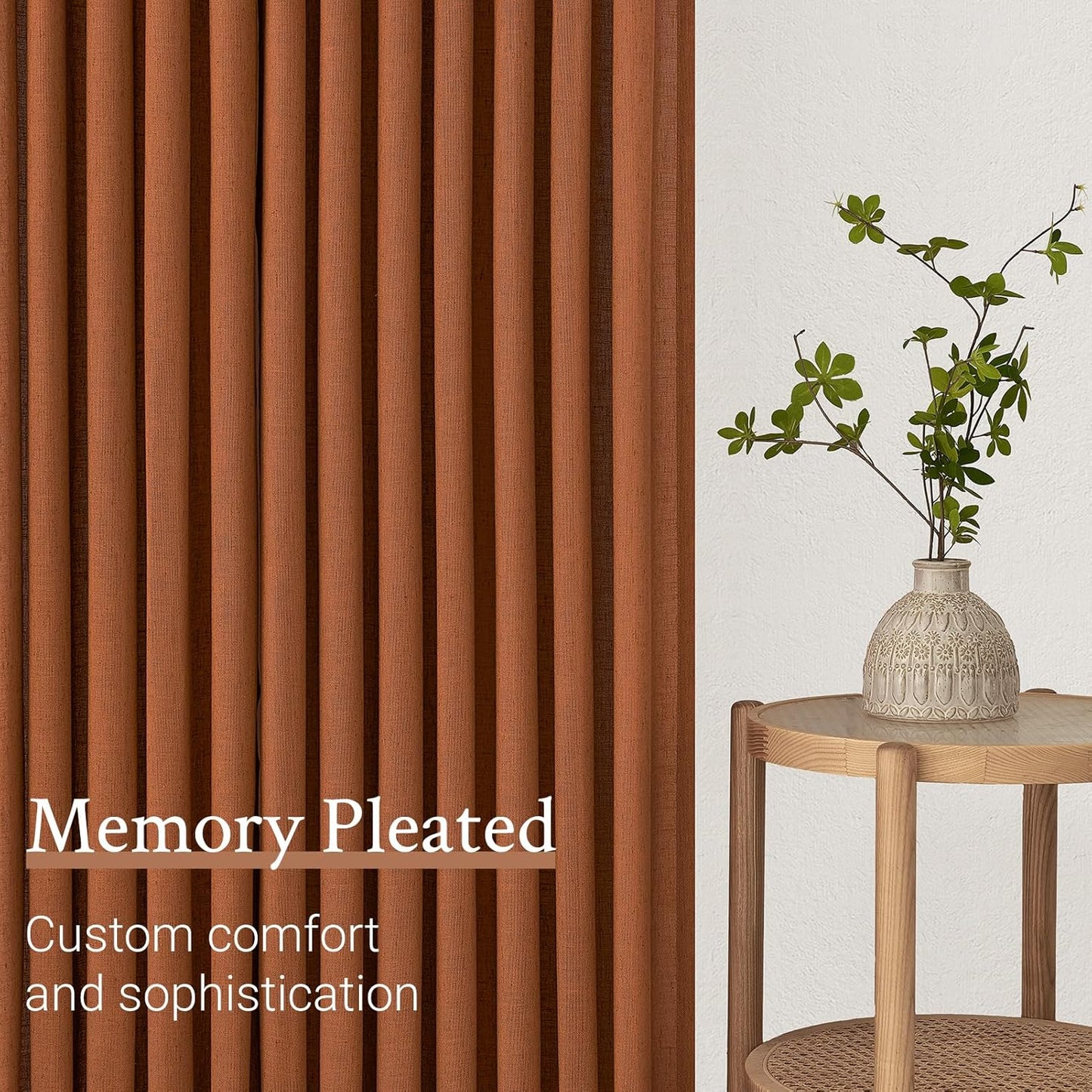 Natural Linen Light Filtering Pinch Pleat Curtain, 2 Panels