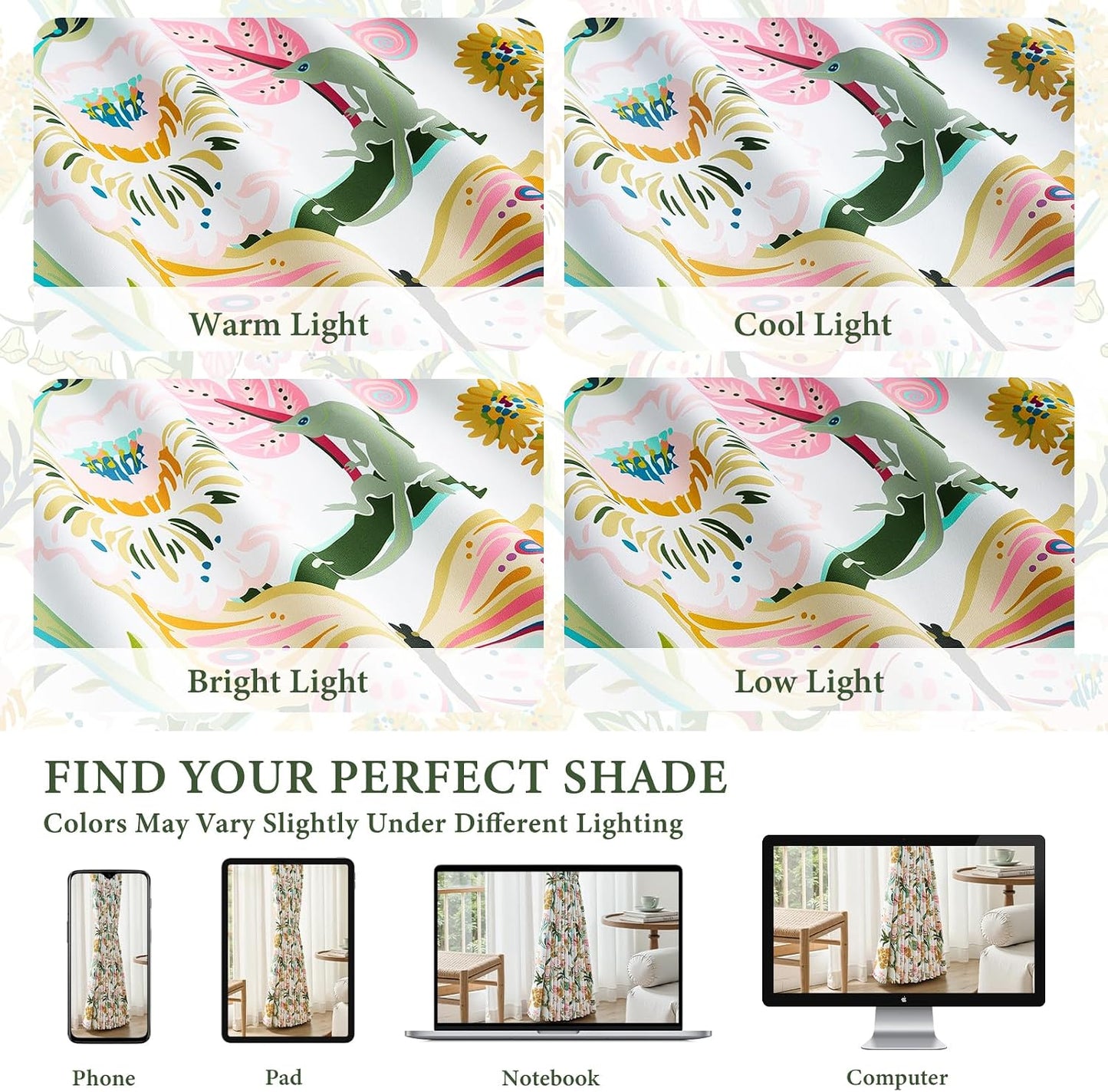 Butterfly Garden Botanical Curtains, 2 Panels
