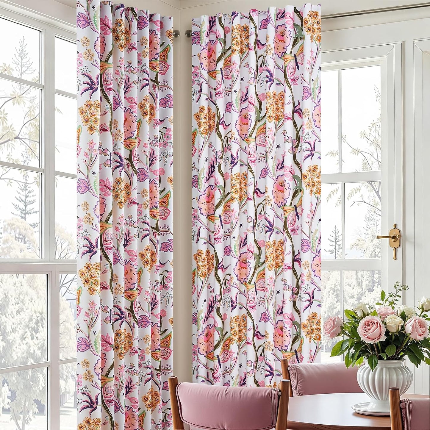 Butterfly Garden Botanical Curtains, 2 Panels