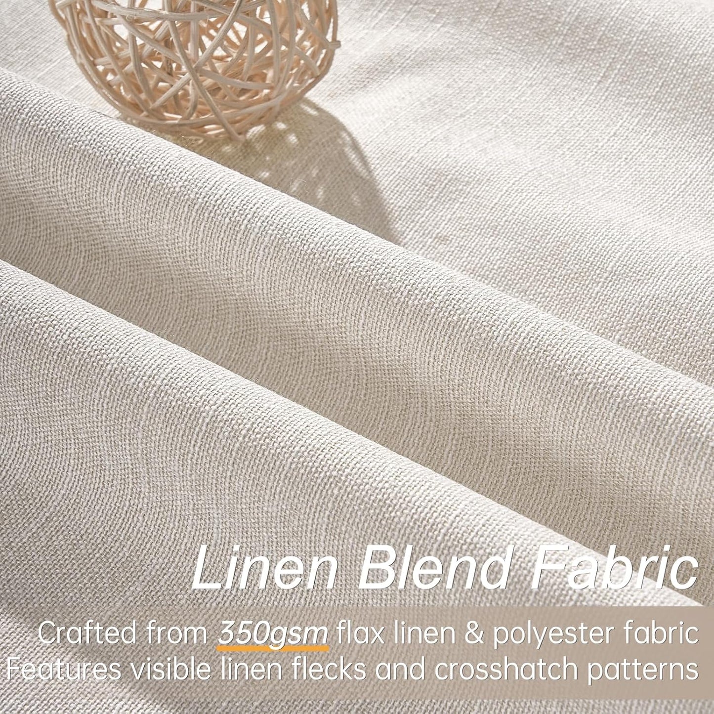 Extra Wide Neutral Linen Blend Blackout Curtains