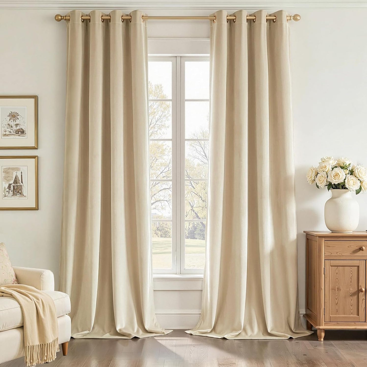 Luxury Velvet Grommet Room-Darkening Curtains