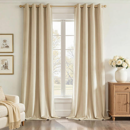 Luxury Velvet Grommet Room Darkening Curtains, 2 Panels