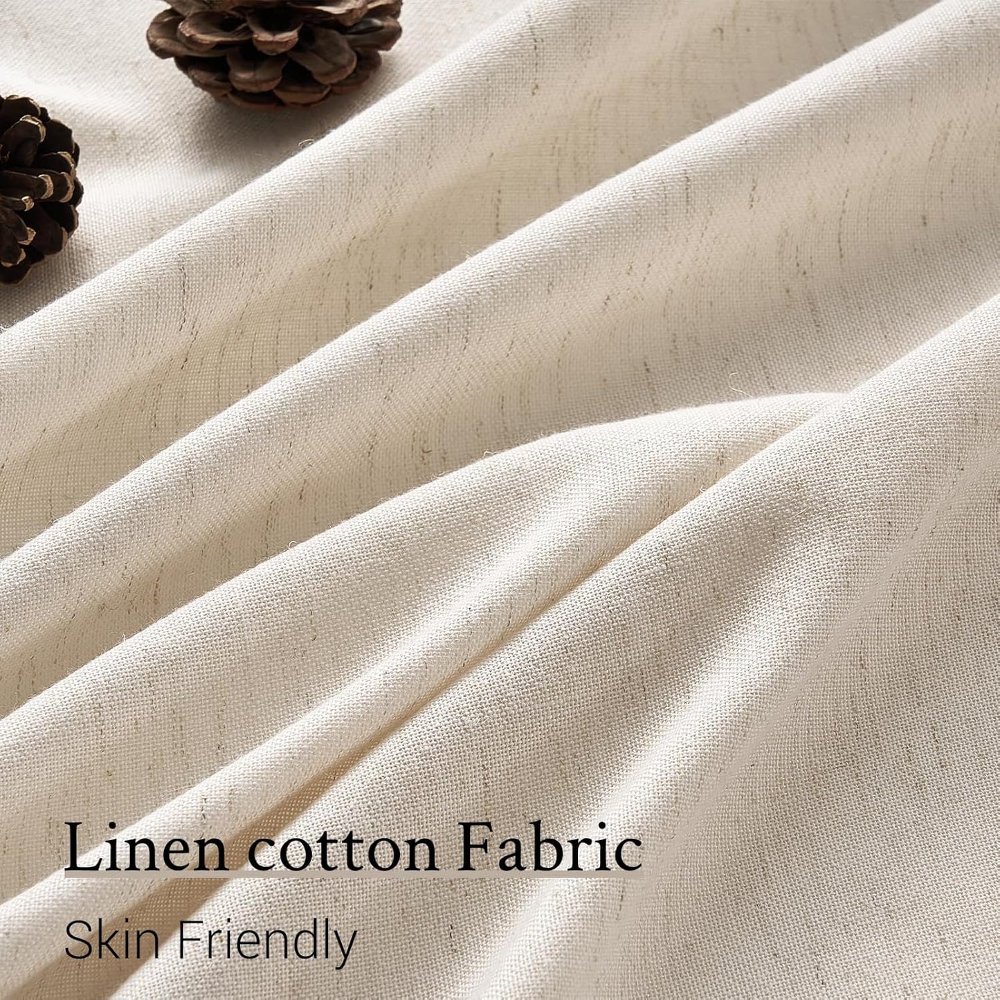 Wide Neutral Linen Light Filtering Pinch Pleat Curtains, 1 Panel