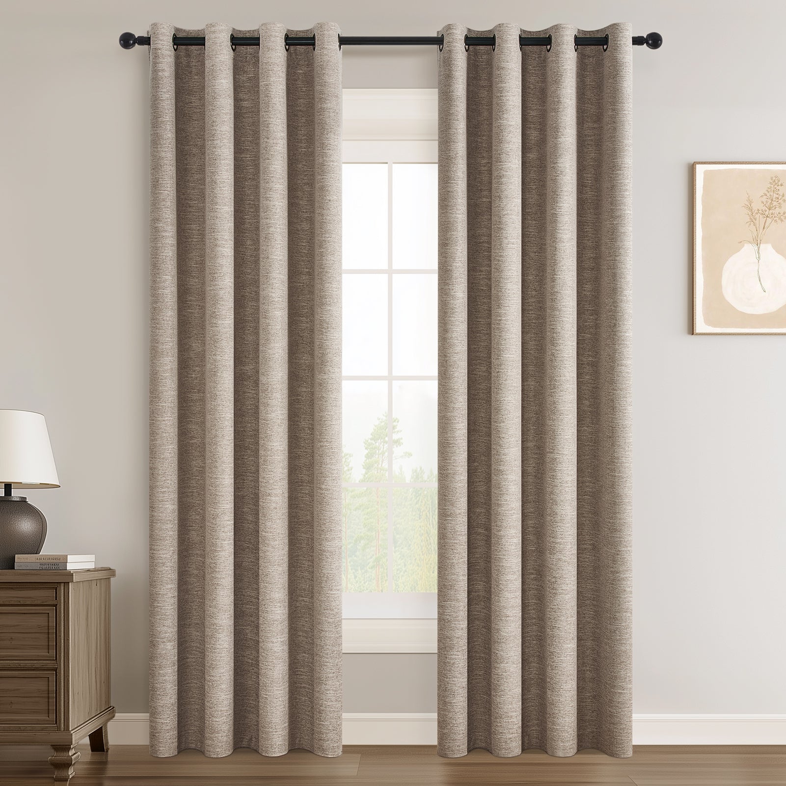 Grommet Top Thick 100% Blackout Drapes Full Light Blocking Curtains