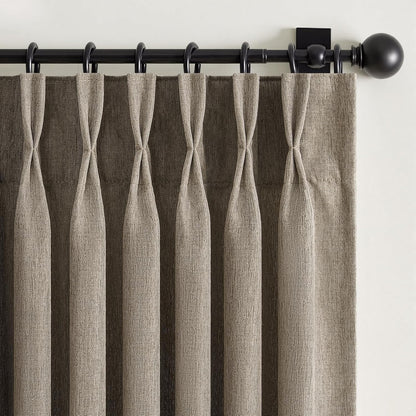 Neutral Light Filtering Linen Pinch Pleat Curtains, 2 Panels