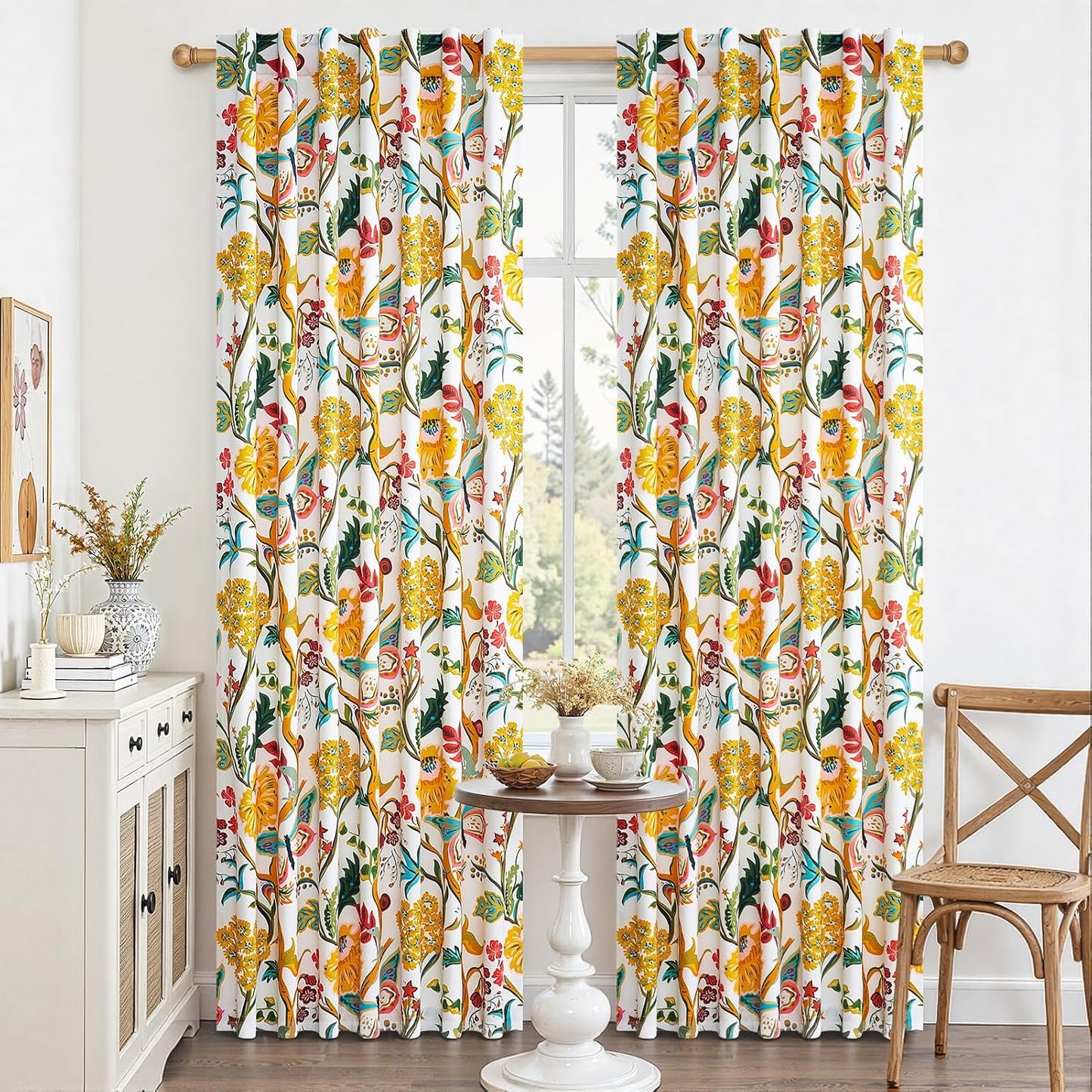 Butterfly Garden Botanical Curtains, 2 Panels