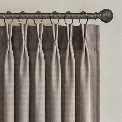 Extra Wide Natural Linen Light Filtering Pinch Pleat Curtain