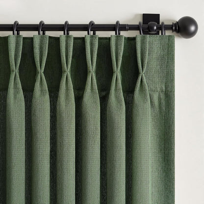 Neutral Light Filtering Linen Pinch Pleat Curtains, 2 Panels