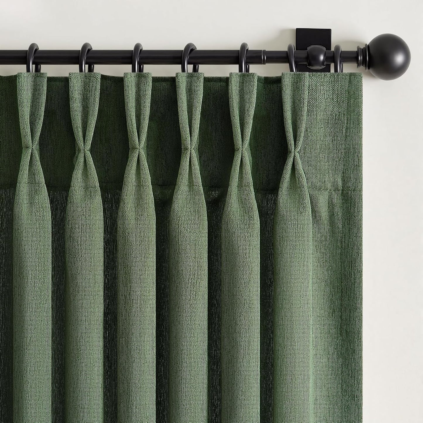 Wide Neutral Linen Light Filtering Pinch Pleat Curtains, 1 Panel