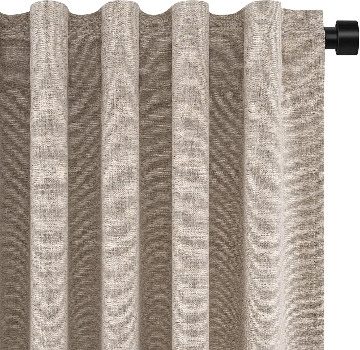 Neutral Linen Blend Blackout Curtains, 2 Panels
