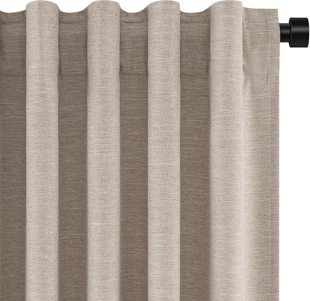 Neutral Linen Blend Blackout Curtains, 2 Panels