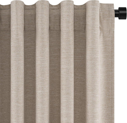 Neutral Linen Blend Blackout Curtains, 2 Panels