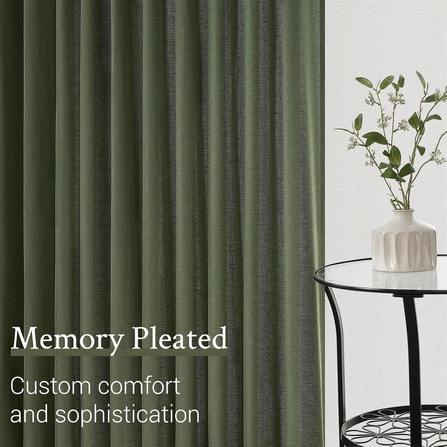Natural Linen Light Filtering Pinch Pleat Curtain, 2 Panels