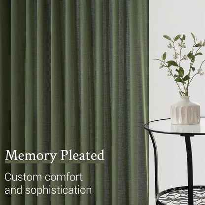 Natural Linen Light Filtering Pinch Pleat Curtain, 2 Panels