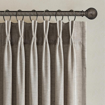Extra Wide Natural Linen Light Filtering Pinch Pleat Curtain