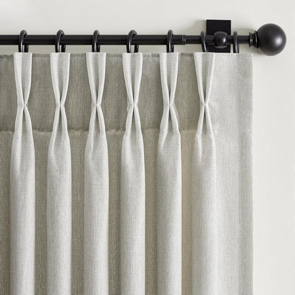 Neutral Light Filtering Linen Pinch Pleat Curtains, 2 Panels