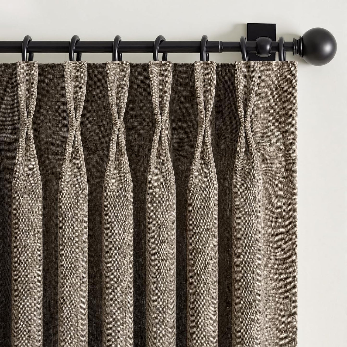Neutral Light Filtering Linen Pinch Pleat Curtains, 2 Panels