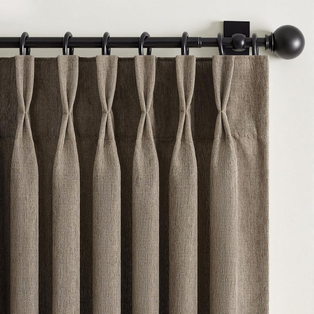 Neutral Light Filtering Linen Pinch Pleat Curtains, 2 Panels