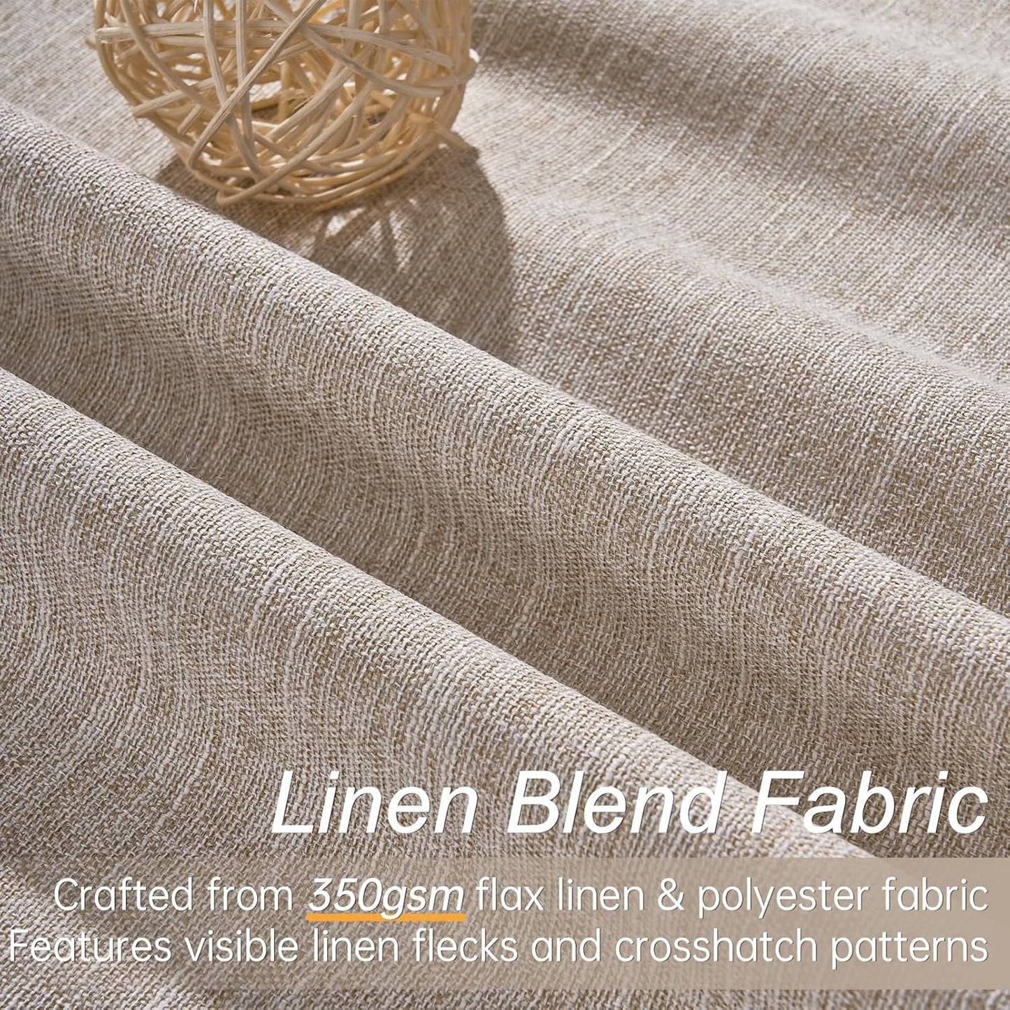 Neutral Linen Blend Blackout Curtains, 2 Panels