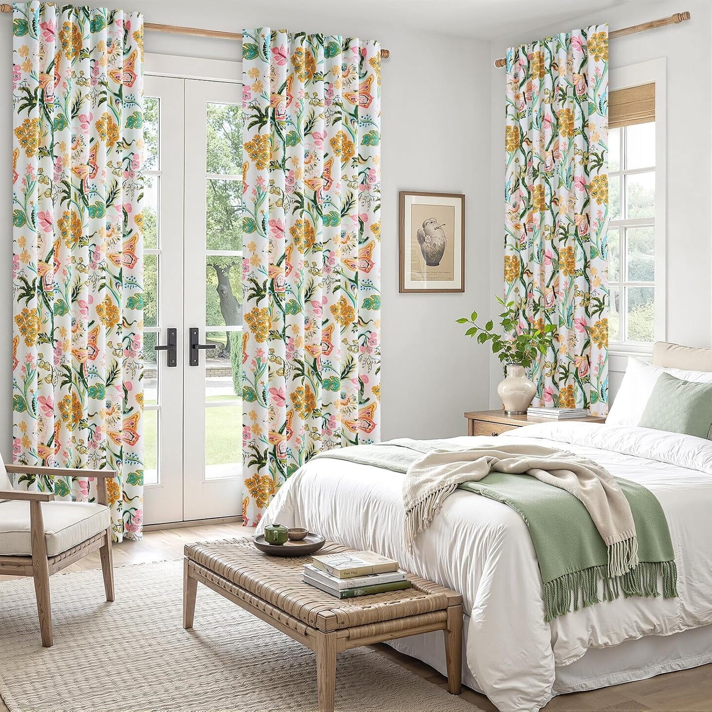 Butterfly Garden Botanical Curtains, 2 Panels