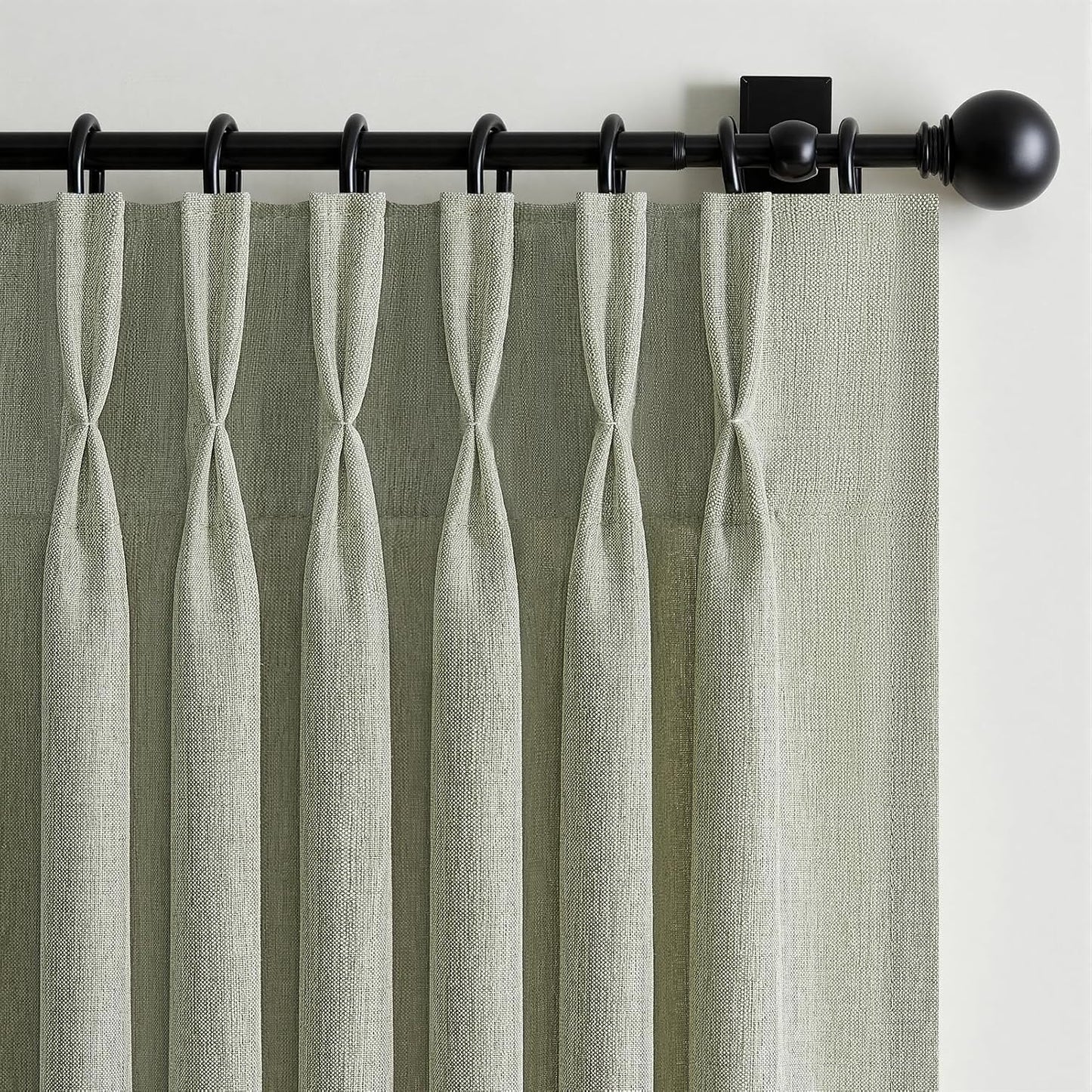 Neutral Light Filtering Linen Pinch Pleat Curtains, 2 Panels