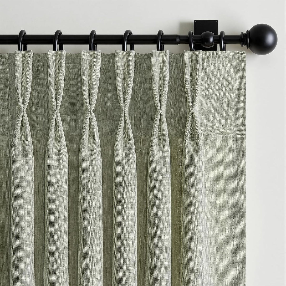 Neutral Light Filtering Linen Pinch Pleat Curtains, 2 Panels