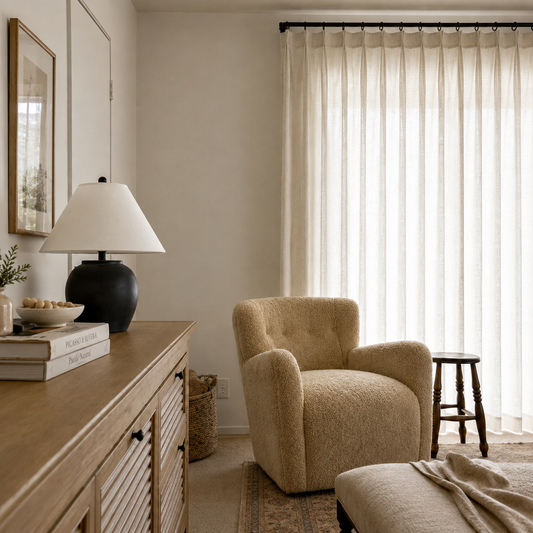 Natural Linen Light Filtering Pinch Pleat Curtain