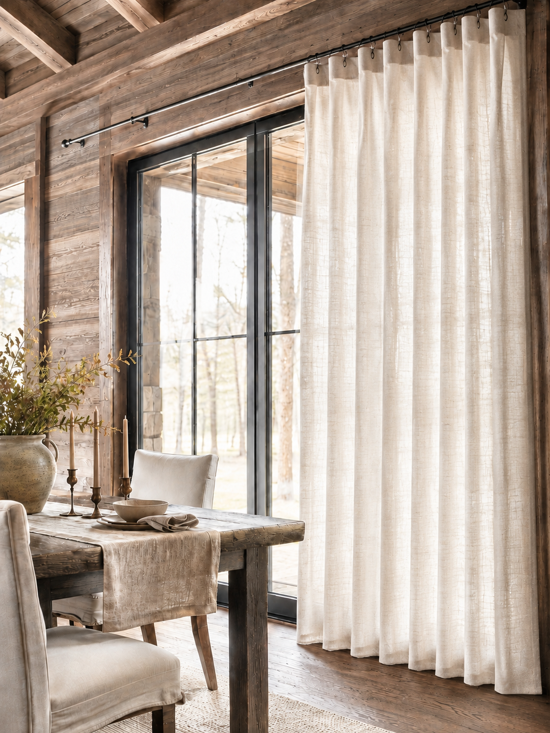 Natural Linen Light Filtering Pinch Pleat Curtain