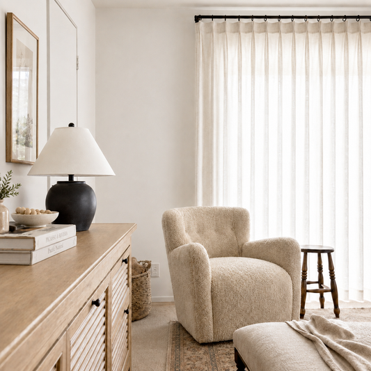Natural Linen Light Filtering Pinch Pleat Curtain