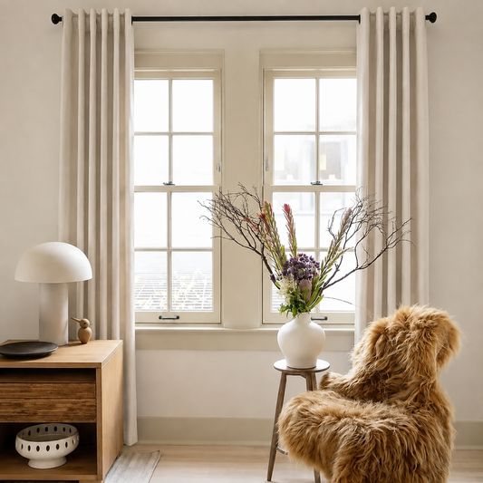 Neutral Linen Blend Blackout Curtains
