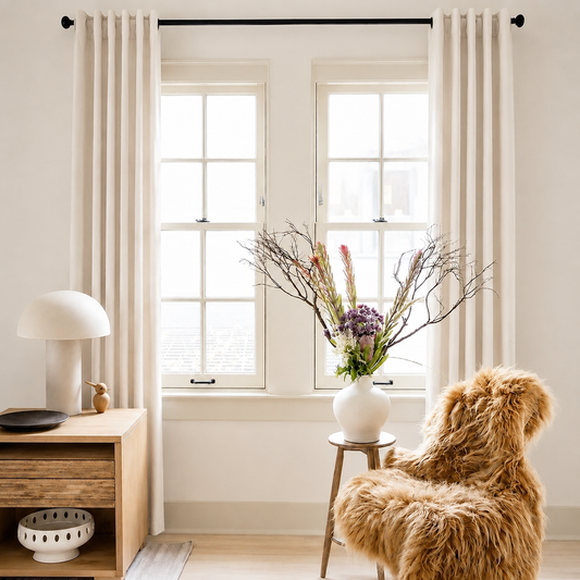 Neutral Linen Blend Blackout Curtains