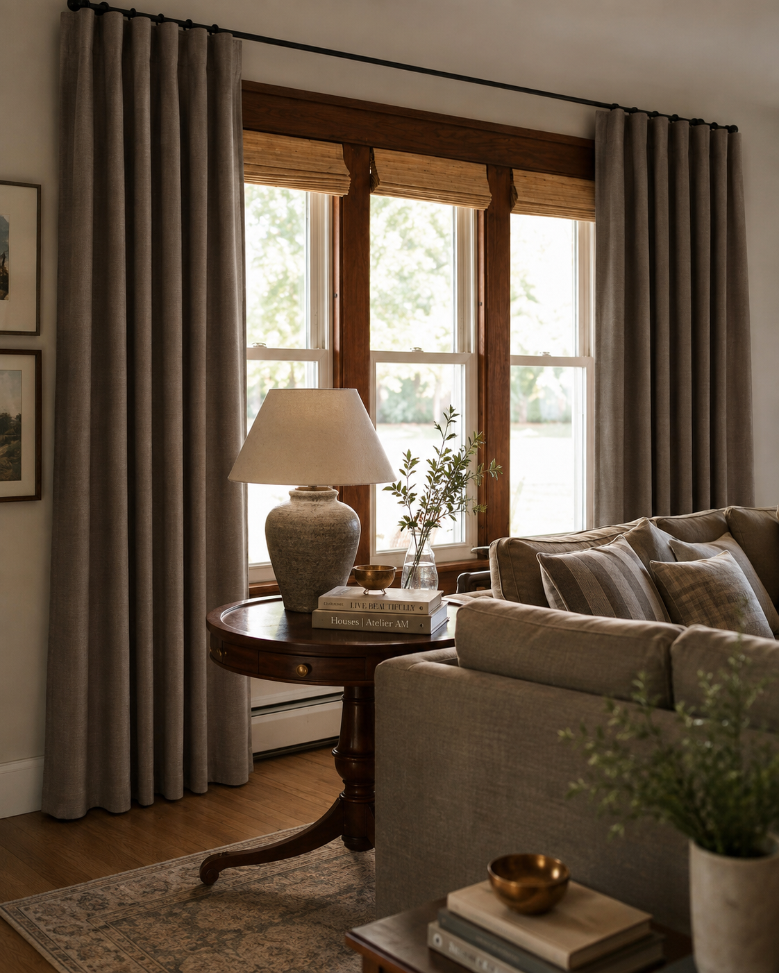 Neutral Linen Blend Blackout Curtains