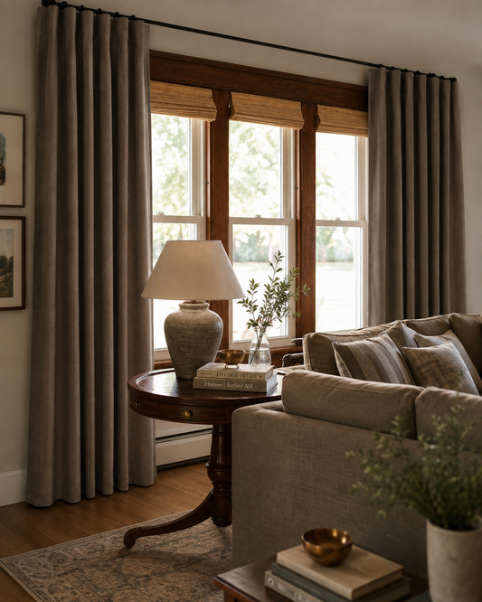 Neutral Linen Blend Blackout Curtains