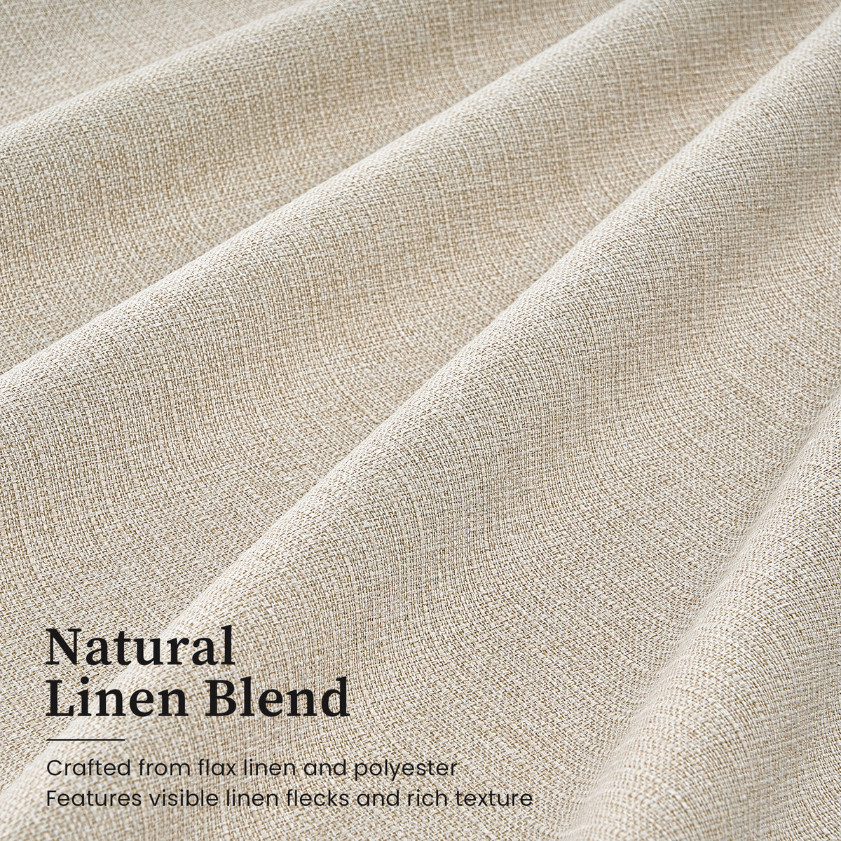 100% Blackout Linen Curtains for Living Room 90 Inch long Cream Beige