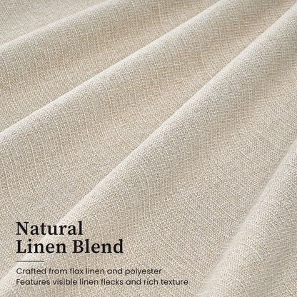 100% Blackout Linen Curtains for Living Room 90 Inch long Cream Beige