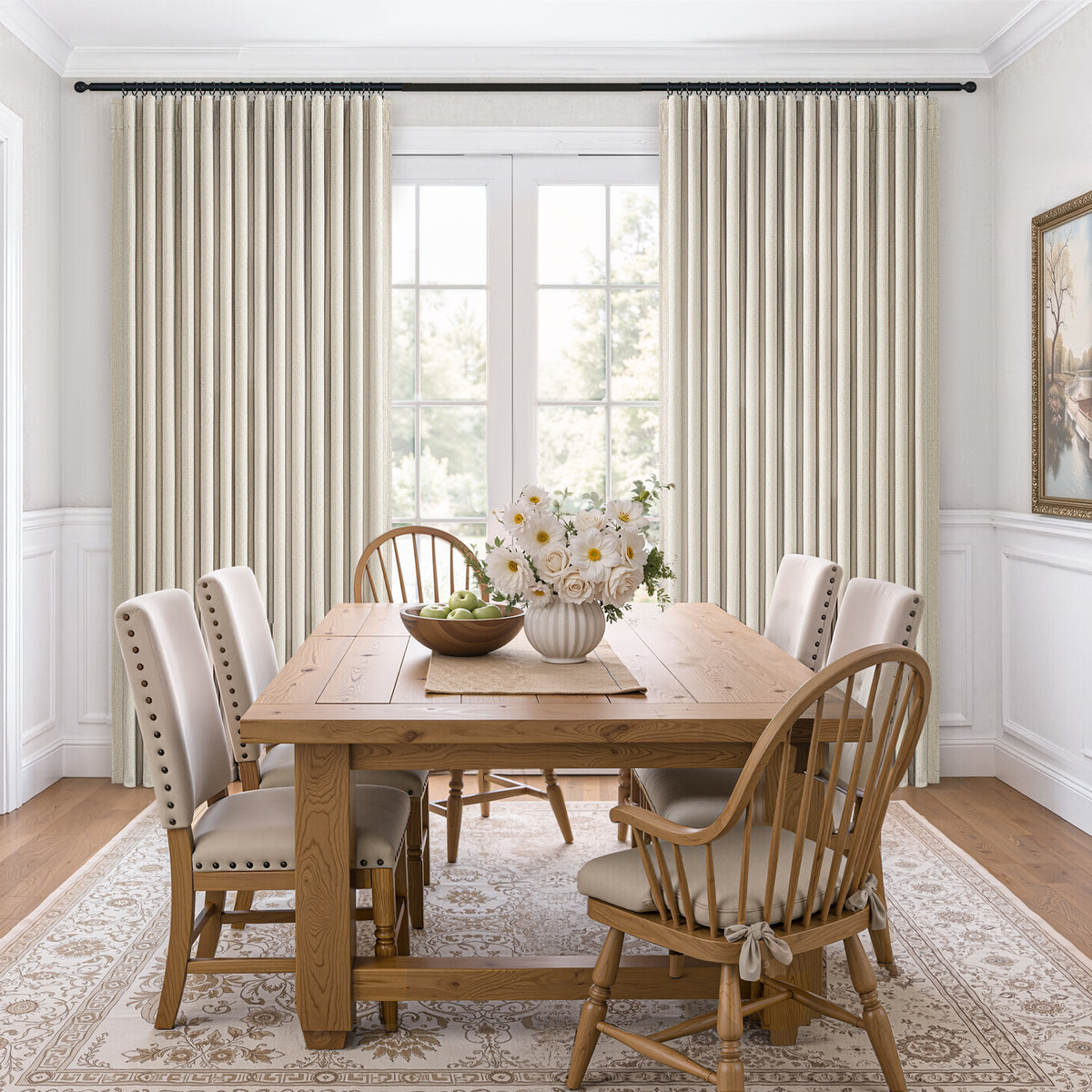 100% Blackout Linen Curtains for Living Room 90 Inch long Cream Beige