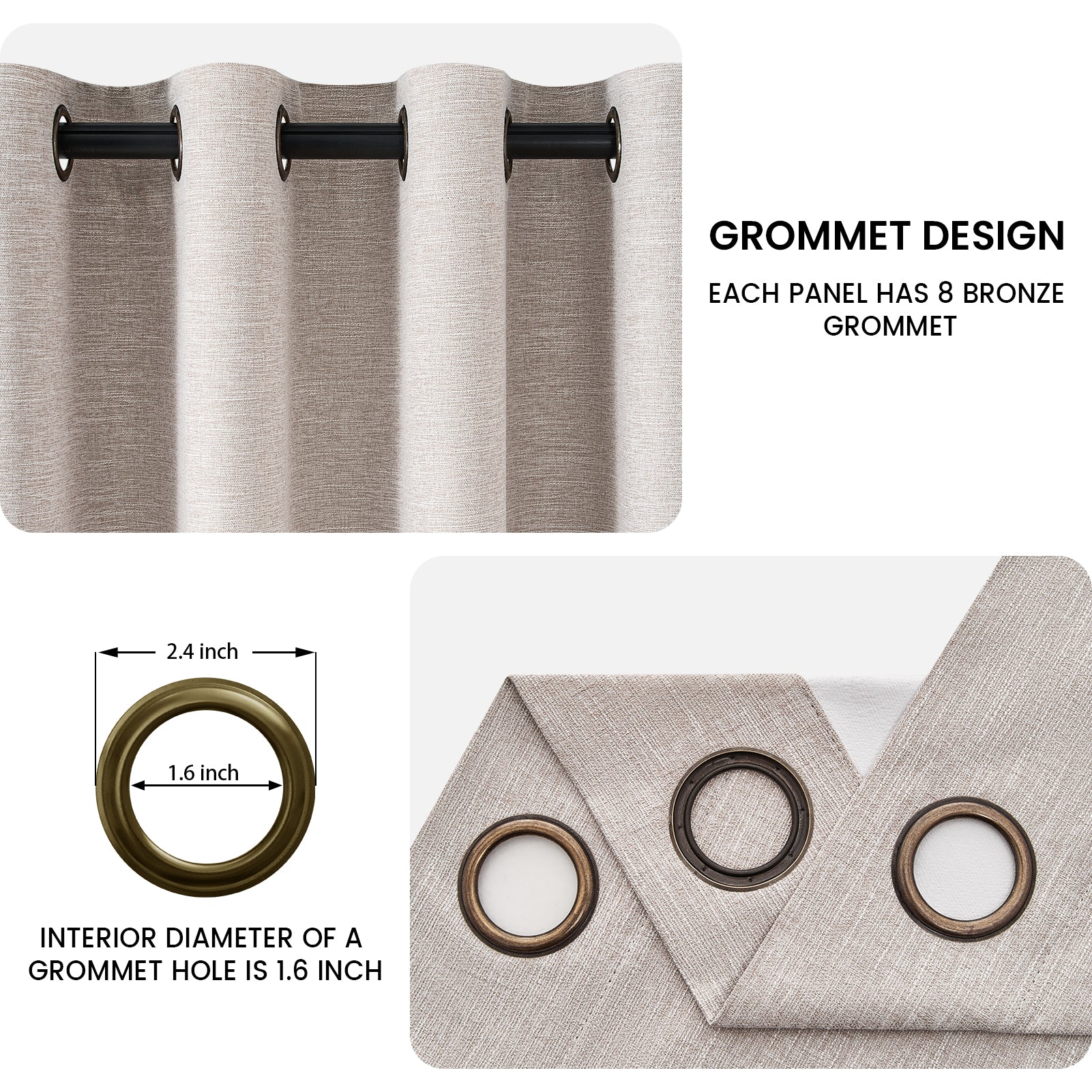 Grommet Top Thick 100% Blackout Drapes Full Light Blocking Curtains