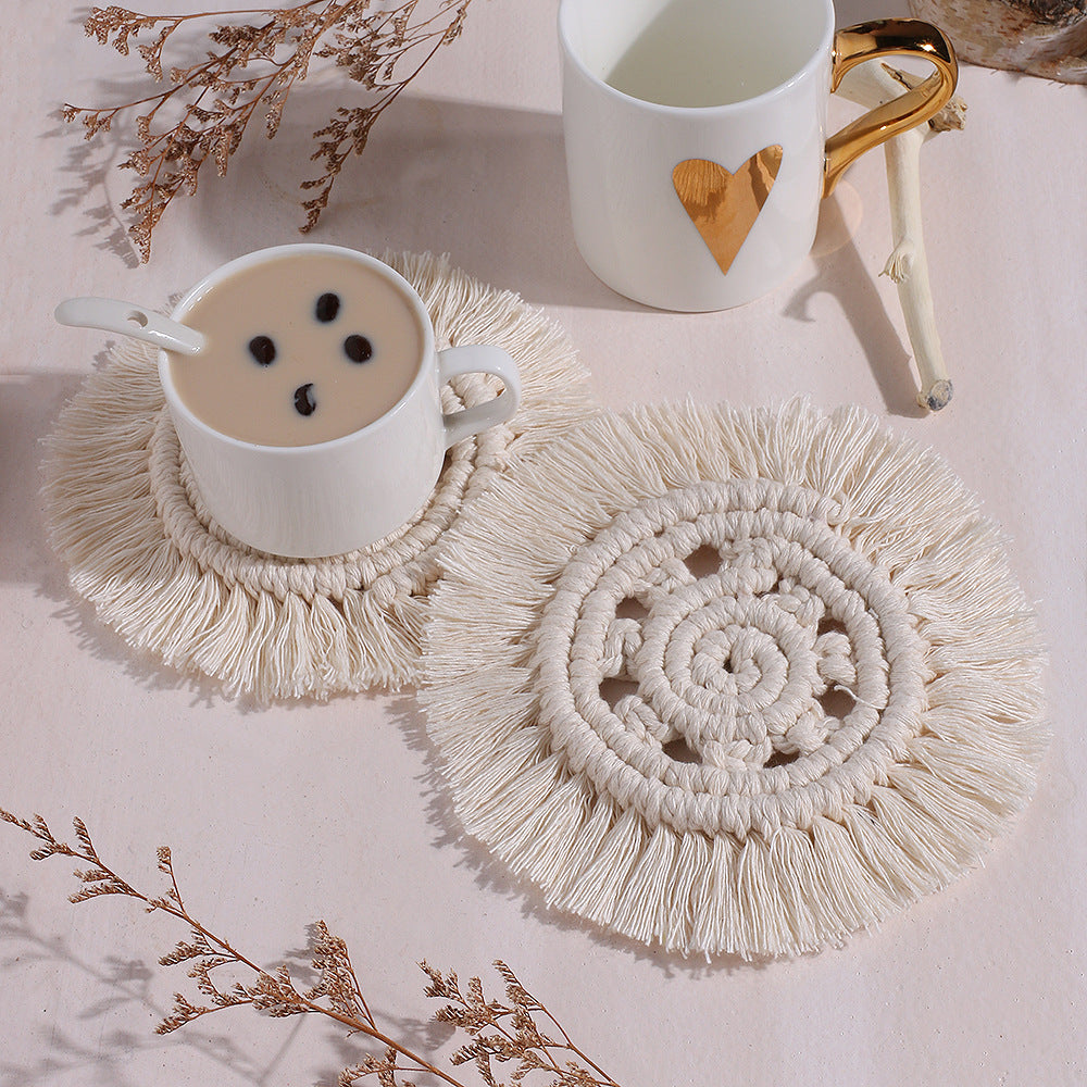 BD3-Boho Cotton Rope Woven Round Coaster Thickened Insulation Pad
