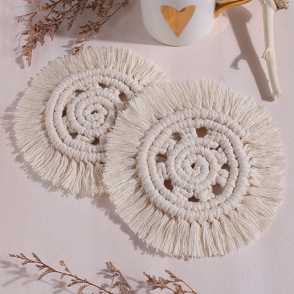BD3-Boho Cotton Rope Woven Round Coaster Thickened Insulation Pad