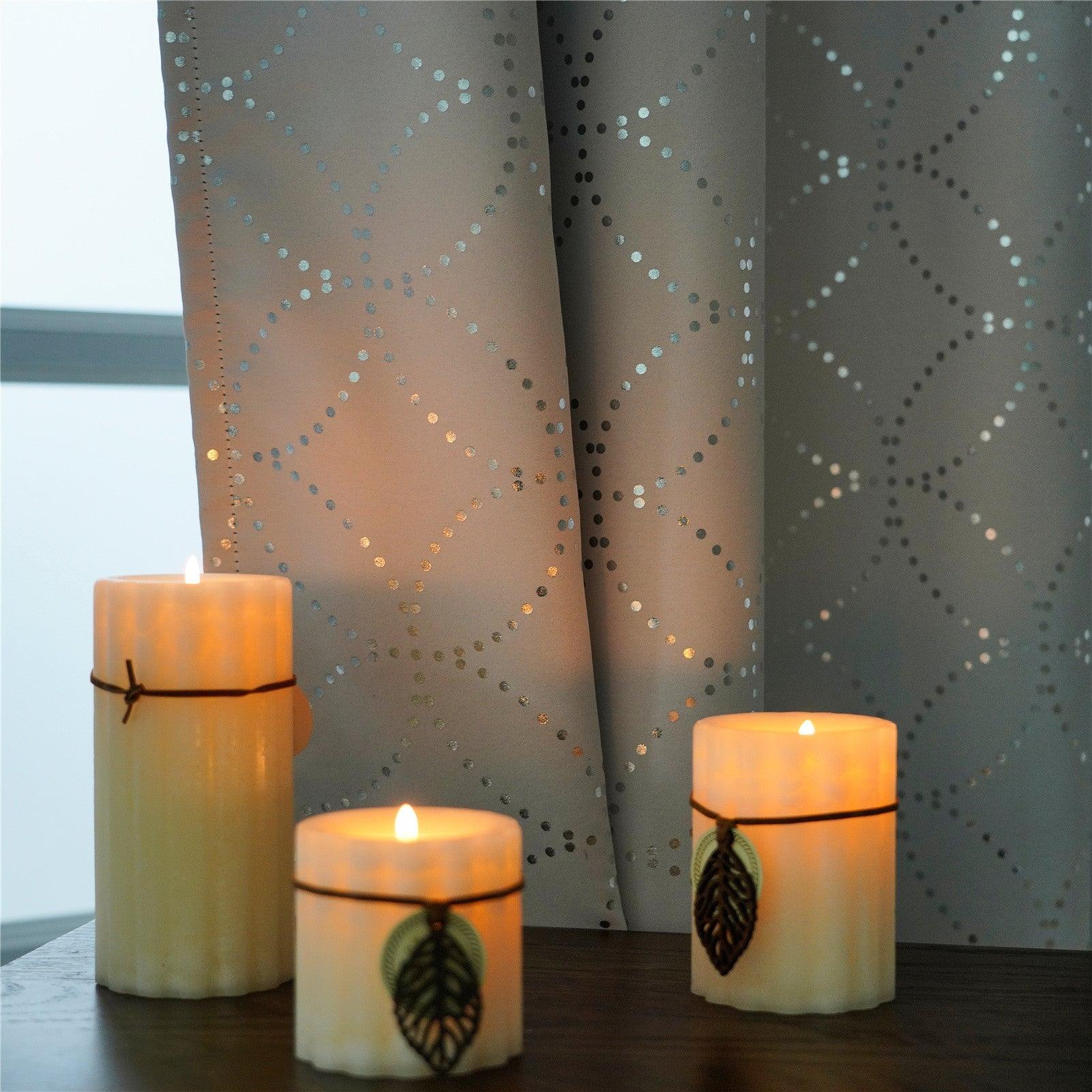 Custom Curtain-Thermal Blackout Drapes-Pongee Made Silver Foil Dots Printed  For Bedroom,1 Panel - Topfinel
