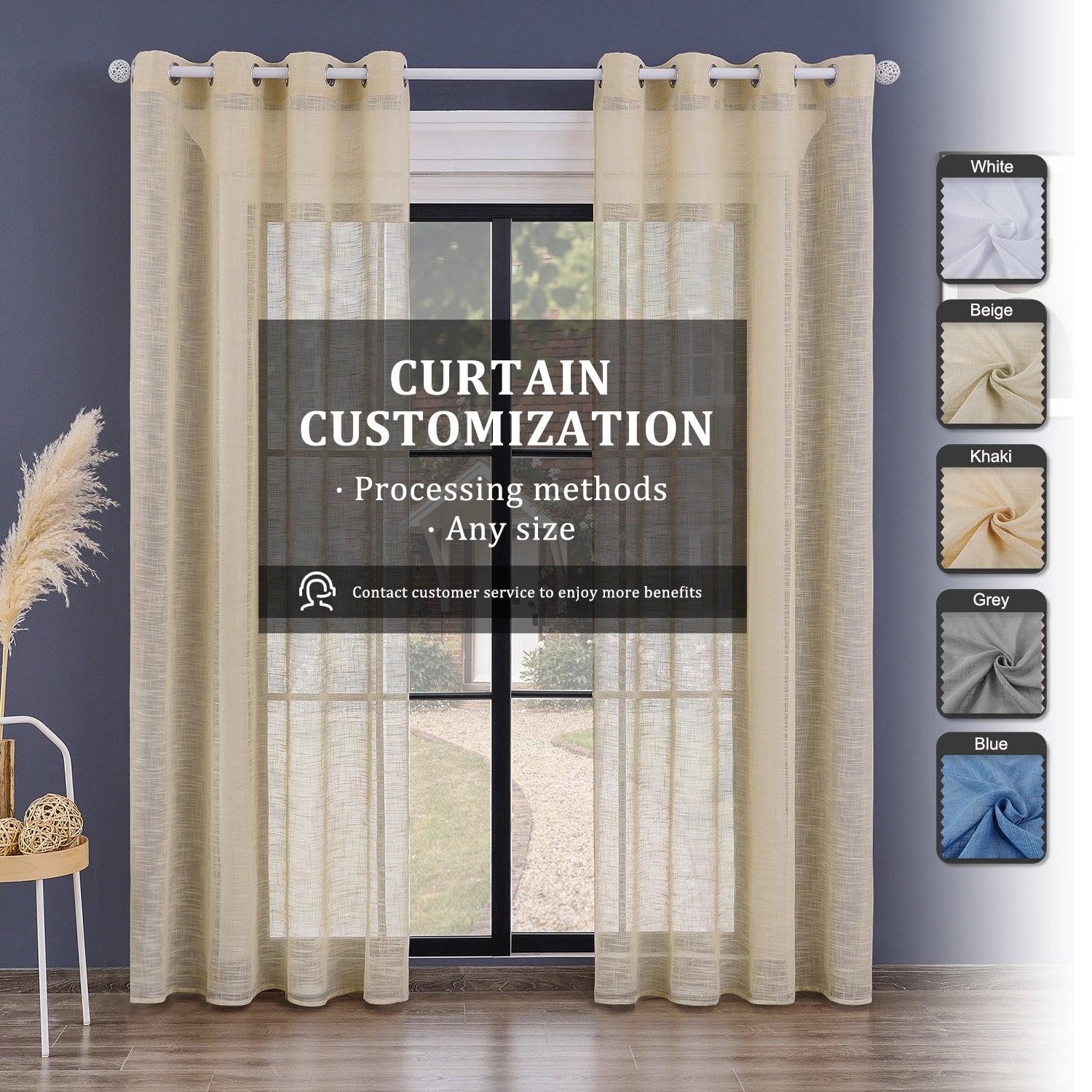 Size Customization -Voile White Linen Curtains With Eyelets For Home,Bedroom,1 Panel - Topfinel